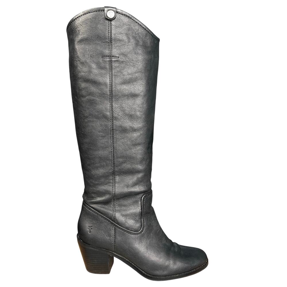 Frye Women’s Carmen Black Leather Pull On Riding Boot Size US 7